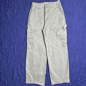 Hollister OD Green Cargo Utility Pants‎ Ultra High Rise Cropped Wide Leg Y2K